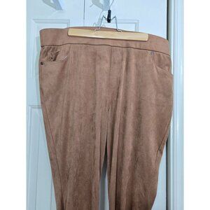 Gloria Vanderbilt Womens Suede-Look Pants Size 14 Average Medium Brown Polyester